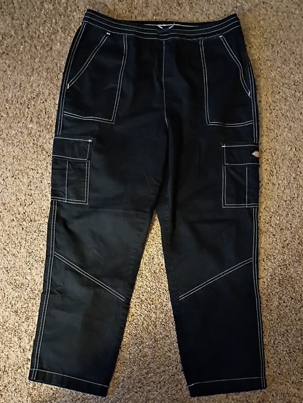 WomansBlack Cargo Work Pants with Contrast Stitching